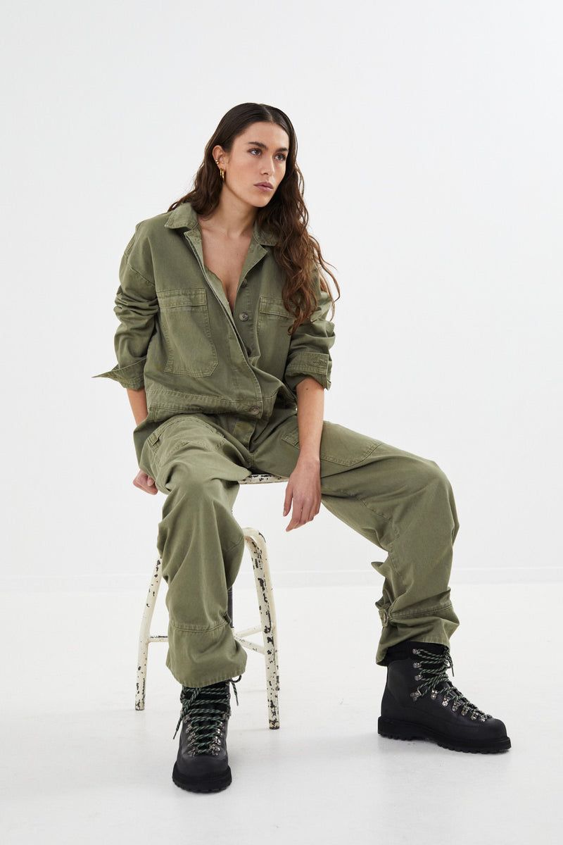 Jozette - Canvas light jumpsuit I Burnt olive    1 - Rabens Saloner - DK