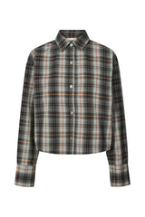 Seval - Check shirting cropped shirt I Grey check    3 - Rabens Saloner - DK