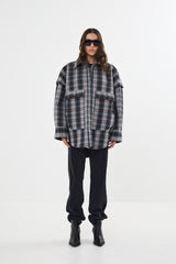 Sevara - Check shirting padded jacket I Grey check    1 - Rabens Saloner - DK