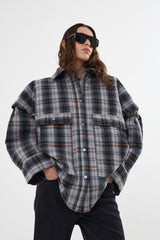 Sevara - Check shirting padded jacket I Grey check    4 - Rabens Saloner - DK