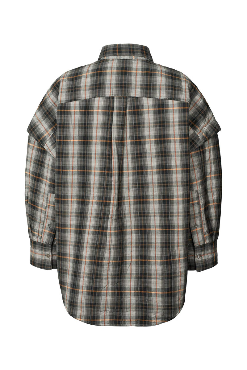 Sevara - Check shirting padded jacket I Grey check 6 - Rabens Saloner - DK