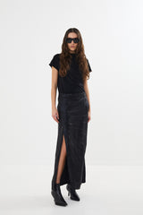 Naline - Glazed skirt I Black    1 - Rabens Saloner - DK