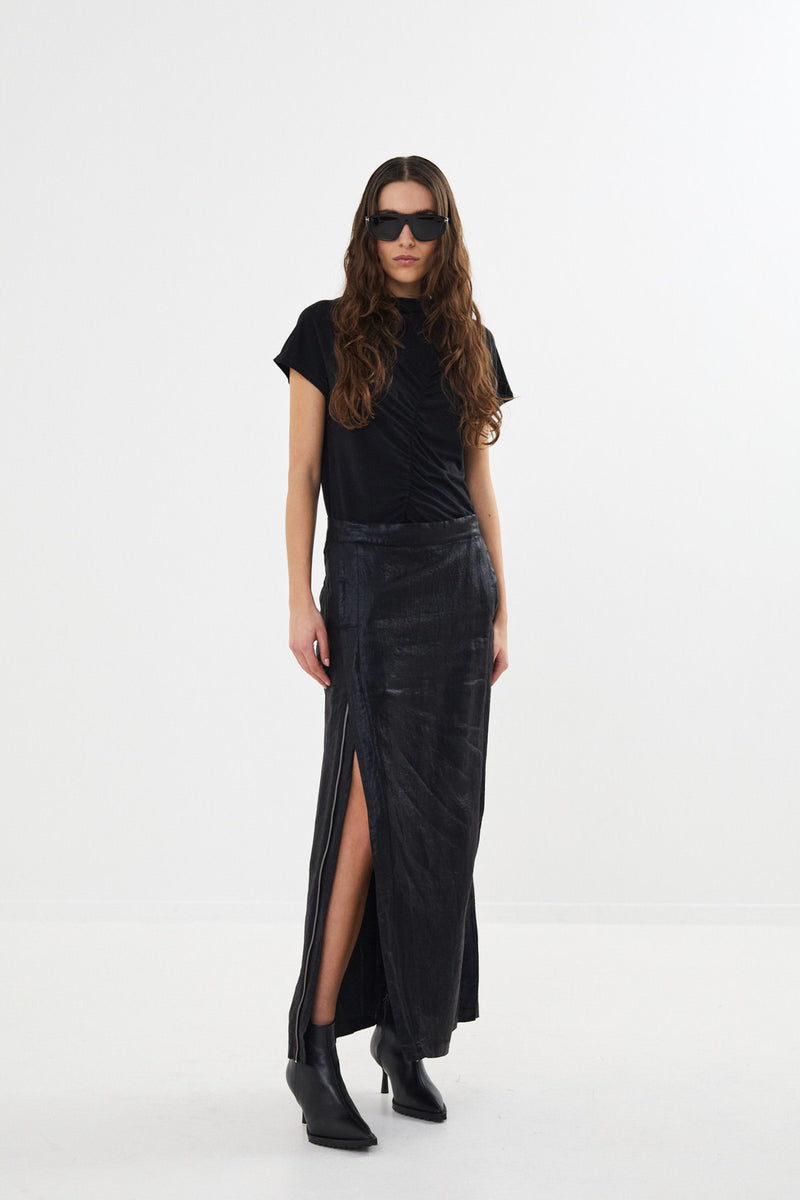 Naline - Glazed skirt I Black 1 - Rabens Saloner - DK