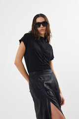 Naline - Glazed skirt I Black 3 - Rabens Saloner - DK