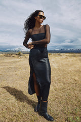 Naline - Glazed skirt I Black 2 - Rabens Saloner - DK
