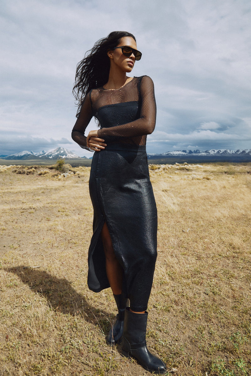 Naline - Glazed skirt I Black 2 - Rabens Saloner - DK
