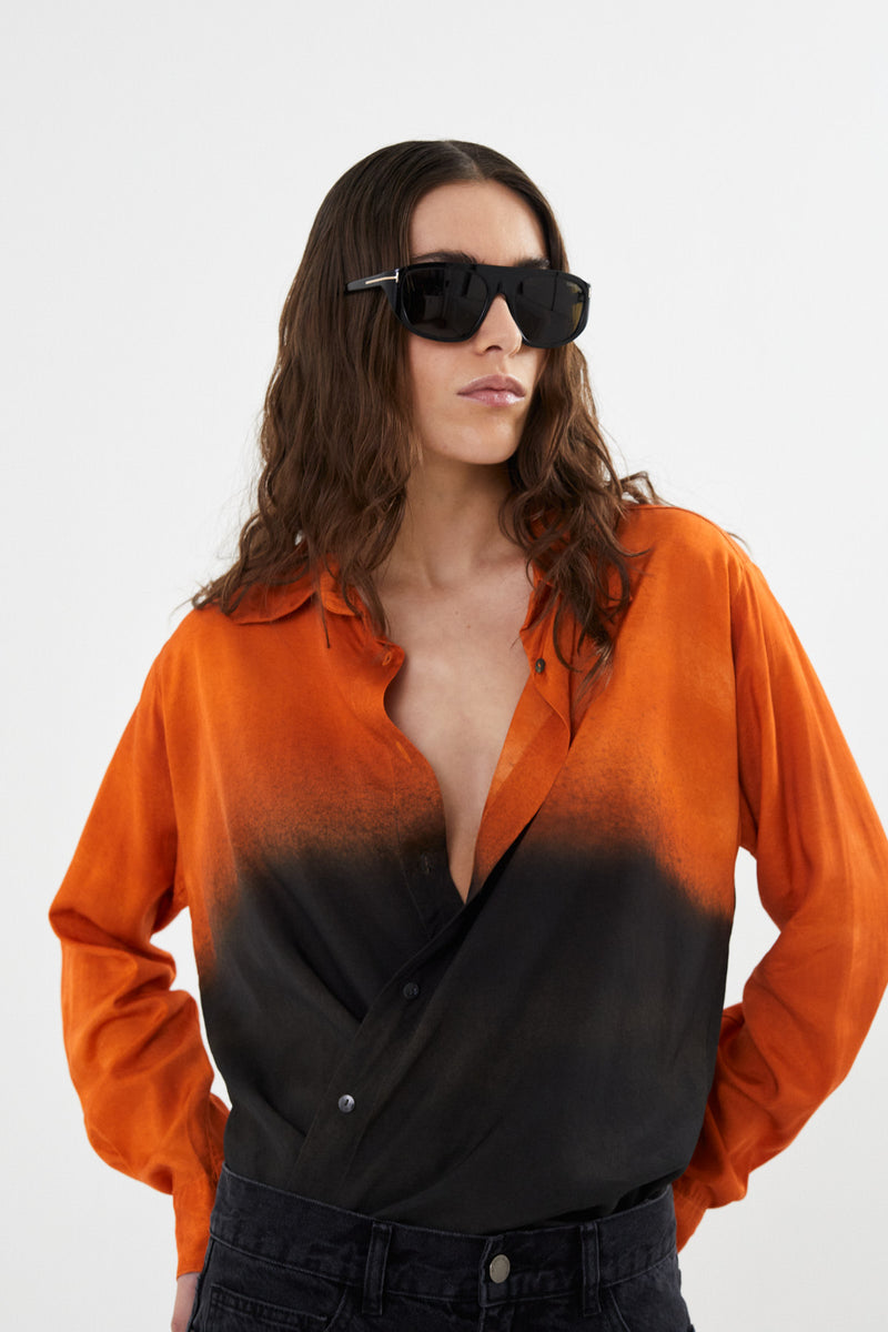 Rosali - Graffiti mens shirt I Burnt orange black combo 1 - Rabens Saloner - DK