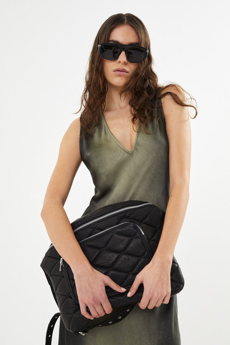 Venus - Graffiti bias dress wide strap I Olive charcoal combo    2 - Rabens Saloner - DK