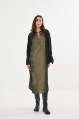 Amila - Graffiti shirt dress I Olive charcoal combo    1 - Rabens Saloner - DK