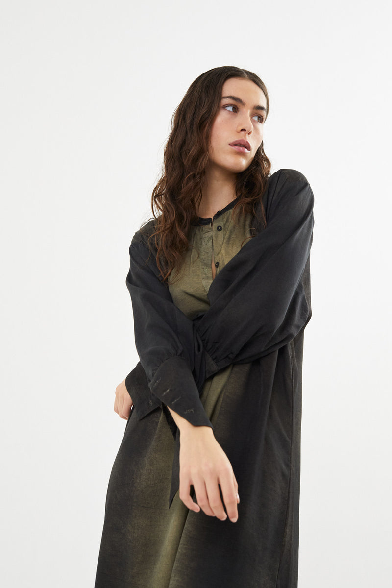 Amila - Graffiti shirt dress I Olive charcoal combo    2 - Rabens Saloner - DK