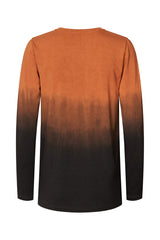 Xenia - Flow long sleeve short t-shirt I Burnt orange combo 3 - Rabens Saloner - DK