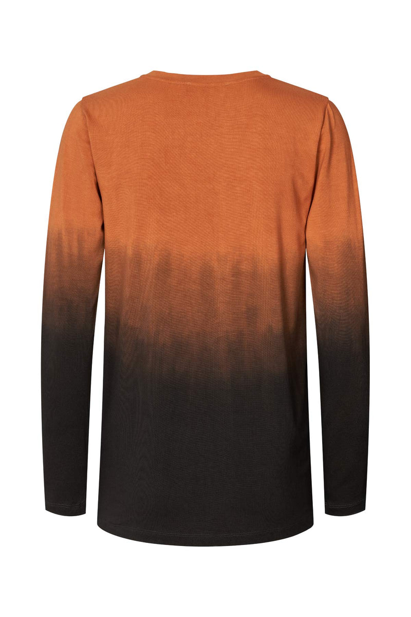 Xenia - Flow long sleeve short t-shirt I Burnt orange combo 3 - Rabens Saloner - DK