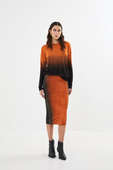 Leslie - Graffiti tube skirt I Burnt orange black combo 1 - Rabens Saloner - DK