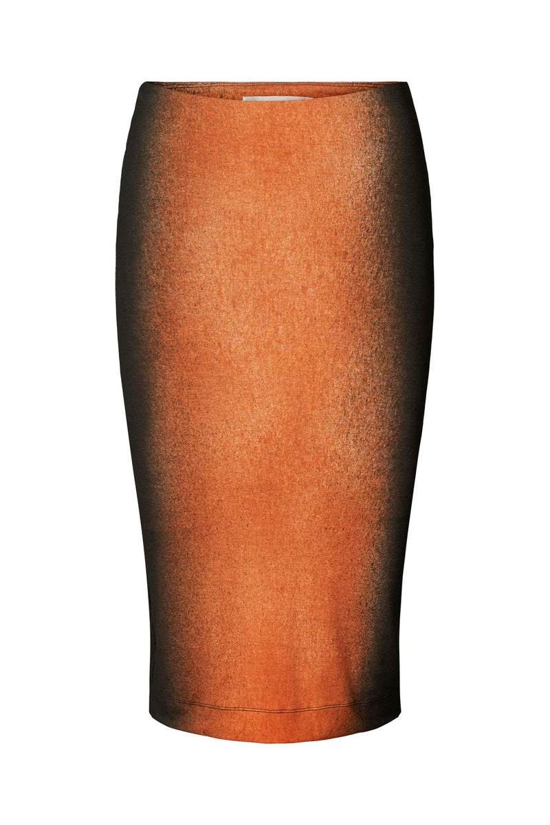 Leslie - Graffiti tube skirt I Burnt orange black combo Burnt orange black combo XS 3 - Rabens Saloner - DK