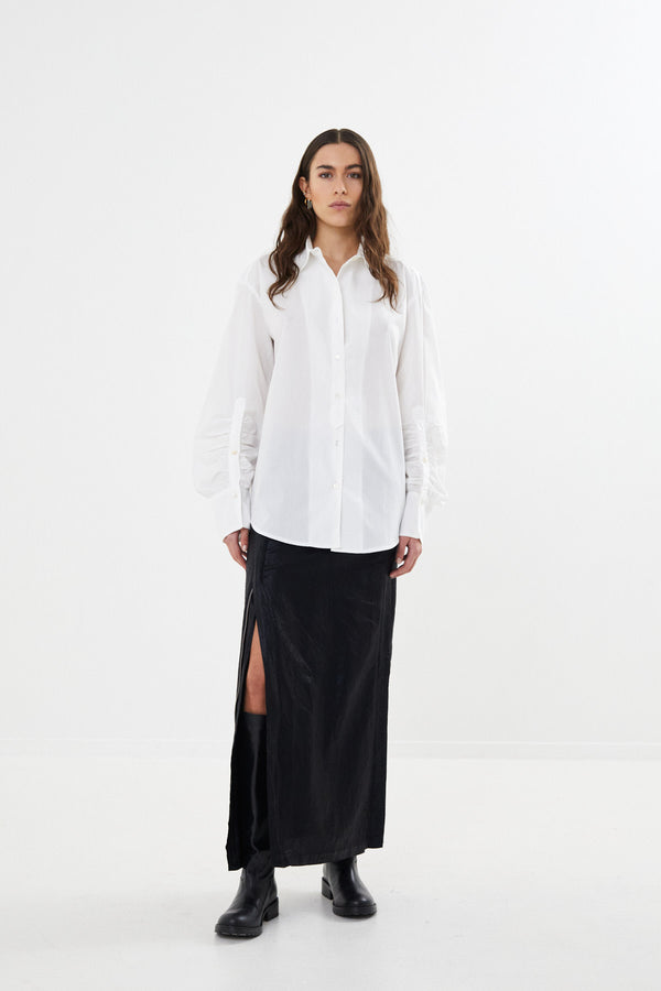 Lourdes - Poplin cuff detail shirt I White 2 - Rabens Saloner - DK