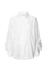 Lourdes - Poplin cuff detail shirt I White White XS  4 - Rabens Saloner - DK