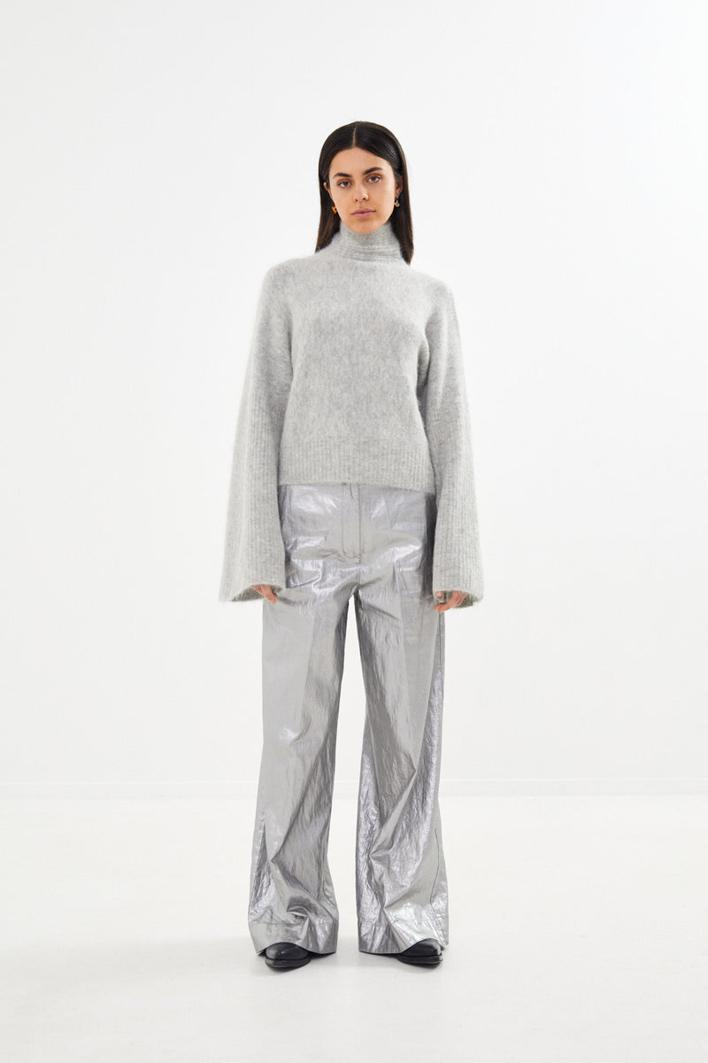 Hiam - Fluffy boxy sweater I Light grey melange    6 - Rabens Saloner - DK