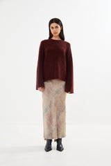 Lott - Fluffy split back sweater I Burgundy    5 - Rabens Saloner - DK