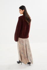 Lott - Fluffy split back sweater I Burgundy    6 - Rabens Saloner - DK