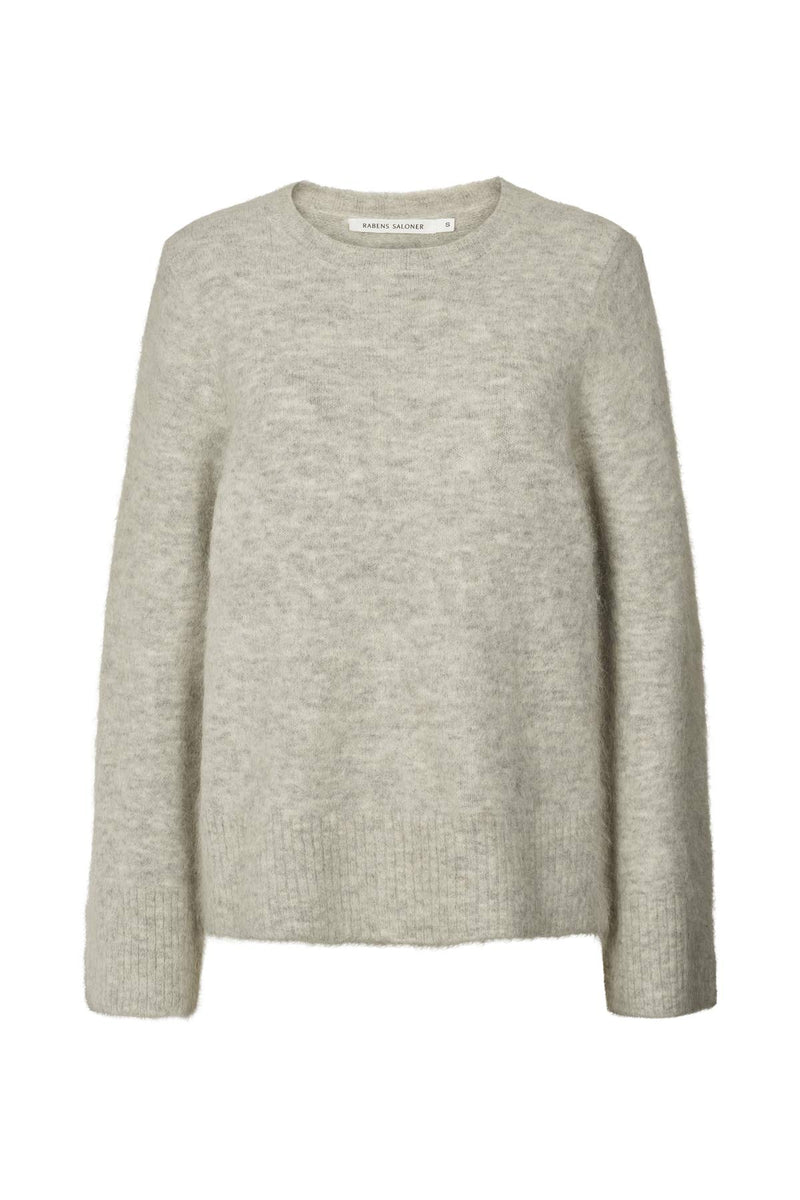 Lott - Fluffy split back sweater I Light grey melange    1 - Rabens Saloner - DK