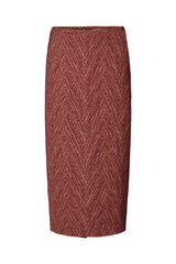 Luzie - Herringbone long skirt I Burgundy combo Burgundy combo XS  3 - Rabens Saloner - DK