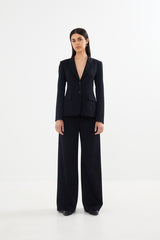 Zoe - Tailored wide leg pants I Black navy combo    2 - Rabens Saloner - DK