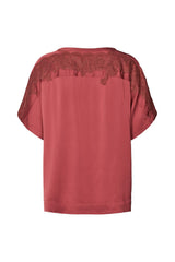 Serena - Solid lacey blouse I Burgundy    3 - Rabens Saloner - DK