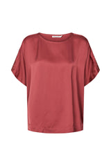 Serena - Solid lacey blouse I Burgundy    2 - Rabens Saloner - DK