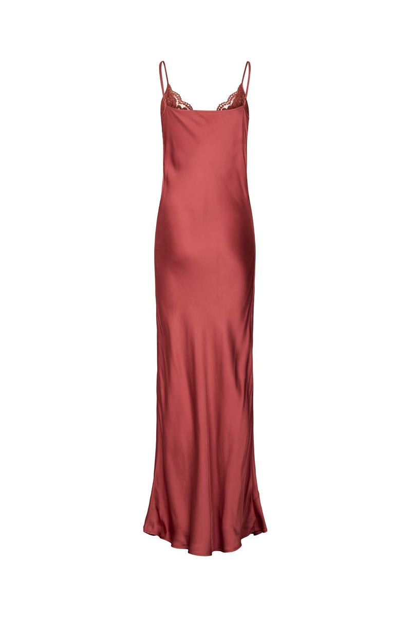 Antonella - Solid lacey string dress  I Burgundy    5 - Rabens Saloner - DK