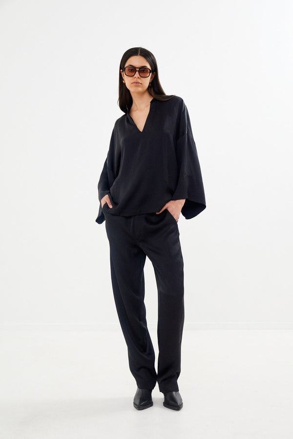 Carly - Solid pants I Black 1 - Rabens Saloner - DK