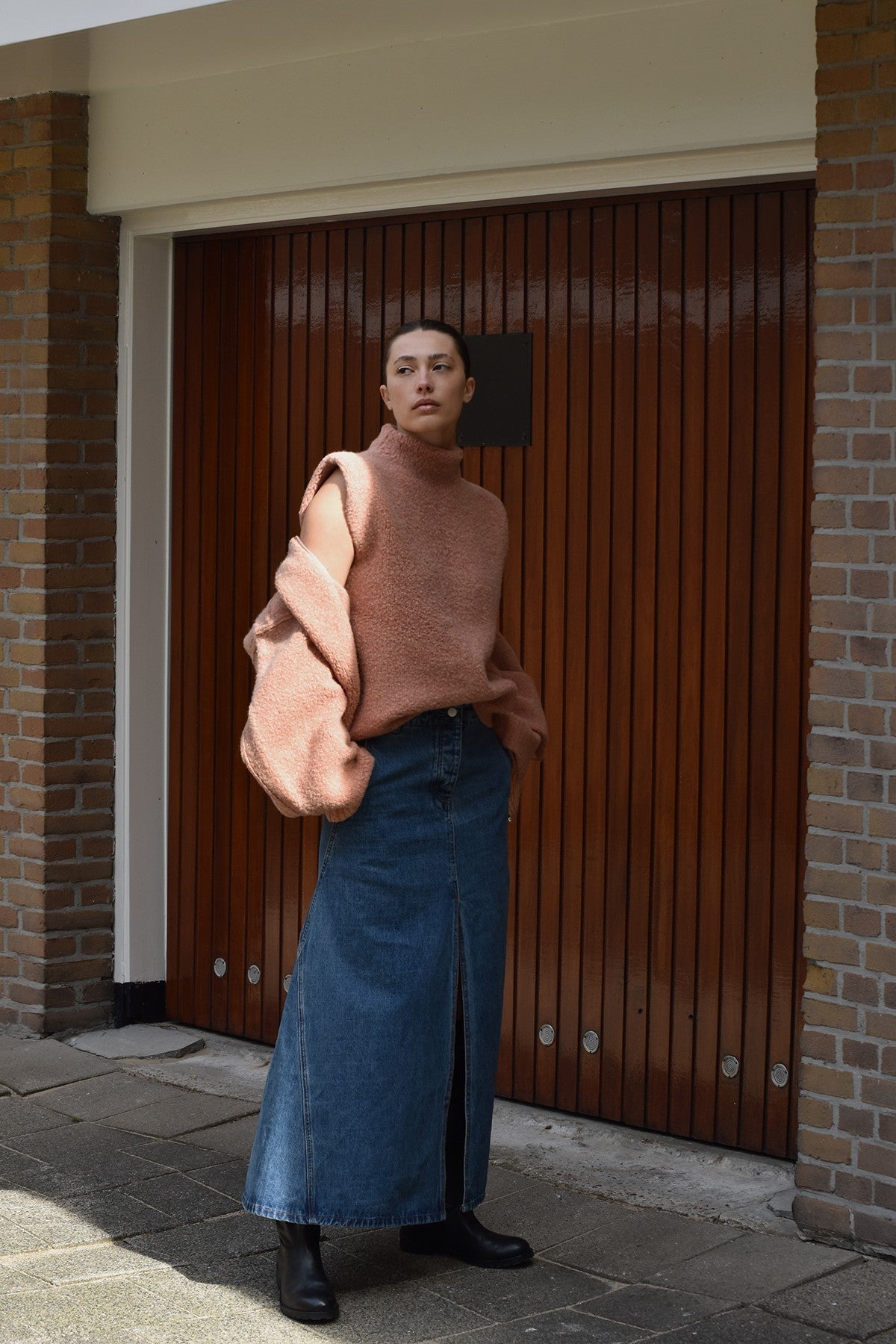 Henrike - Denim panelled skirt I Washed indigo 3 - Rabens Saloner - DK