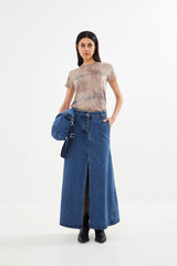 Henrike - Denim panelled skirt I Washed indigo    3 - Rabens Saloner - DK