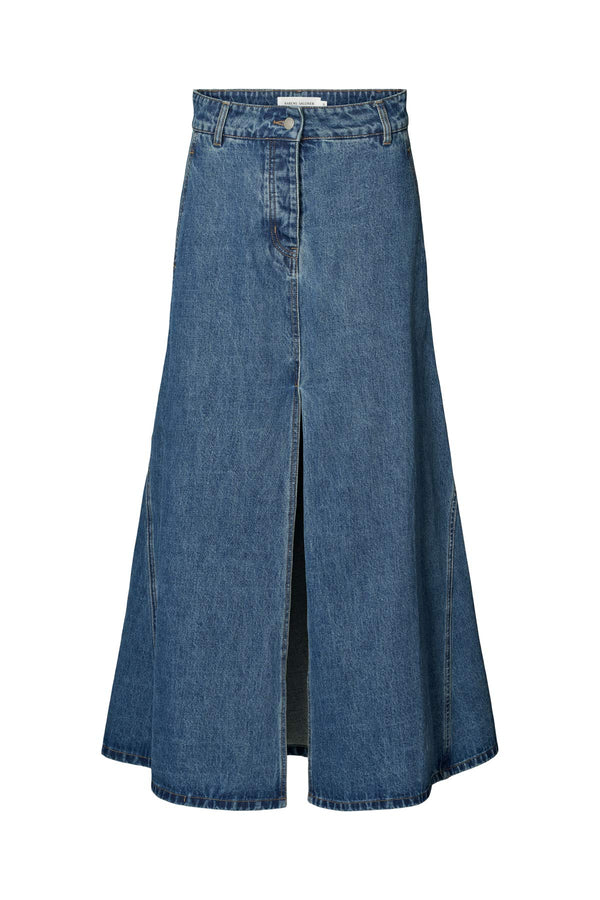 Henrike - Denim panelled skirt  I Washed indigo Washed indigo XS  1 - Rabens Saloner - DK