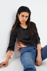 Herta - Coastal 3/4 sleeve top I Black peachy combo    4 - Rabens Saloner - DK