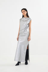 Jamal - Antique silver draped dress  I Antique silver    2 - Rabens Saloner - DK