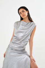 Jamal - Antique silver draped dress  I Antique silver    5 - Rabens Saloner - DK