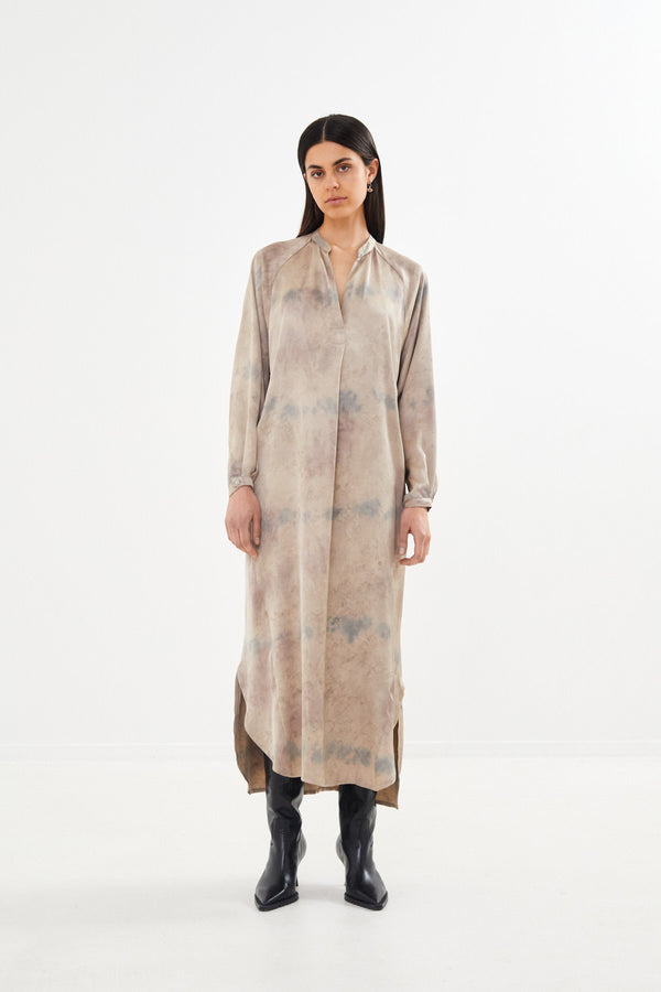 Houda - Mixture shirt dress  I Silver combo    1 - Rabens Saloner - DK