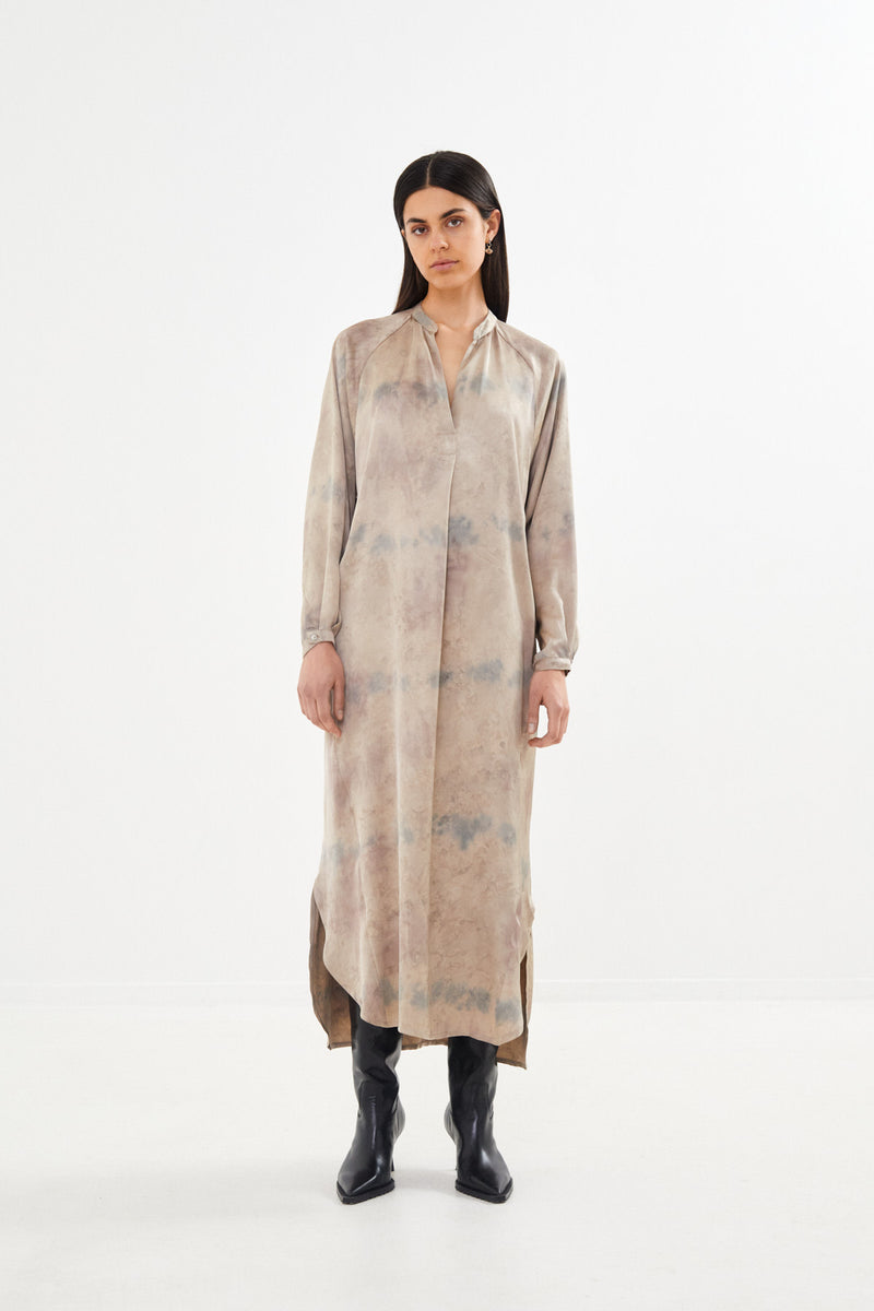 Houda - Mixture shirt dress I Silver combo    1 - Rabens Saloner - DK