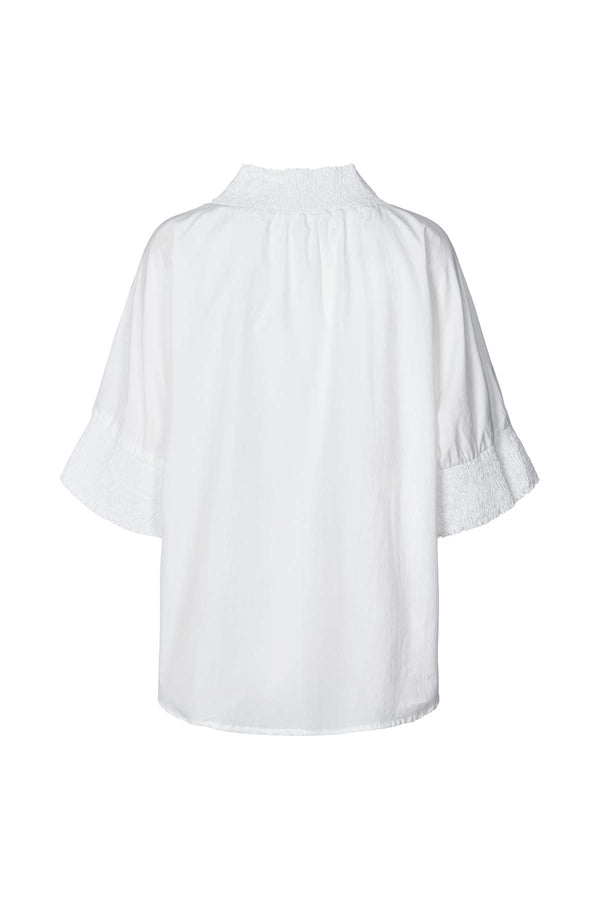 Oona - Poplin shirring blouse I White    2 - Rabens Saloner - DK