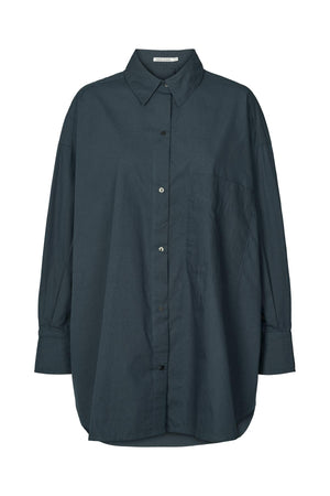 Noah - Poplin oversized shirt I Dark navy Dark navy XS/S 1 - Rabens Saloner - DK