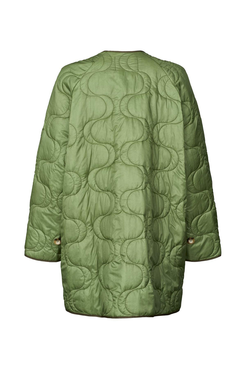 Rahlin - Pastel quilt coat I Stone green 4 - Rabens Saloner - DK