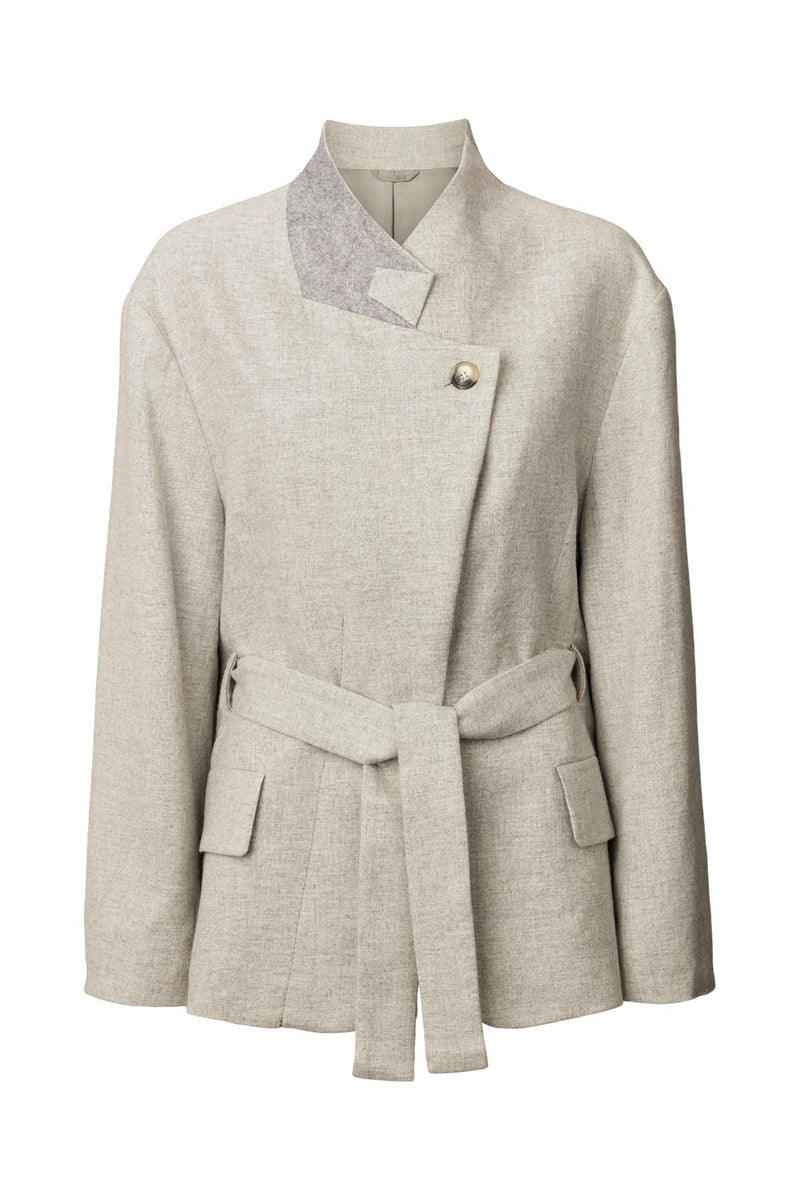 Ethena - Drapy tailoring jacket I Grey melange Grey melange XS/S 5 - Rabens Saloner - DK