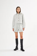 Neva - Canvas light short jacket I Grey cloud 1 - Rabens Saloner - DK