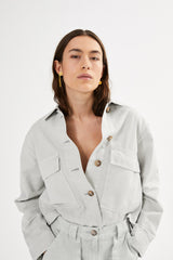 Neva - Canvas light short jacket I Grey cloud 2 - Rabens Saloner - DK