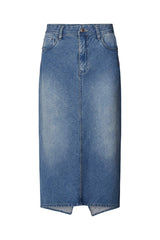 Ramone - Denim fitted skirt I Washed indigo Washed indigo XS 4 - Rabens Saloner - DK