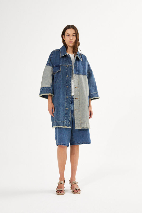 Oya - Denim kimono jacket I Washed indigo 2 - Rabens Saloner - DK