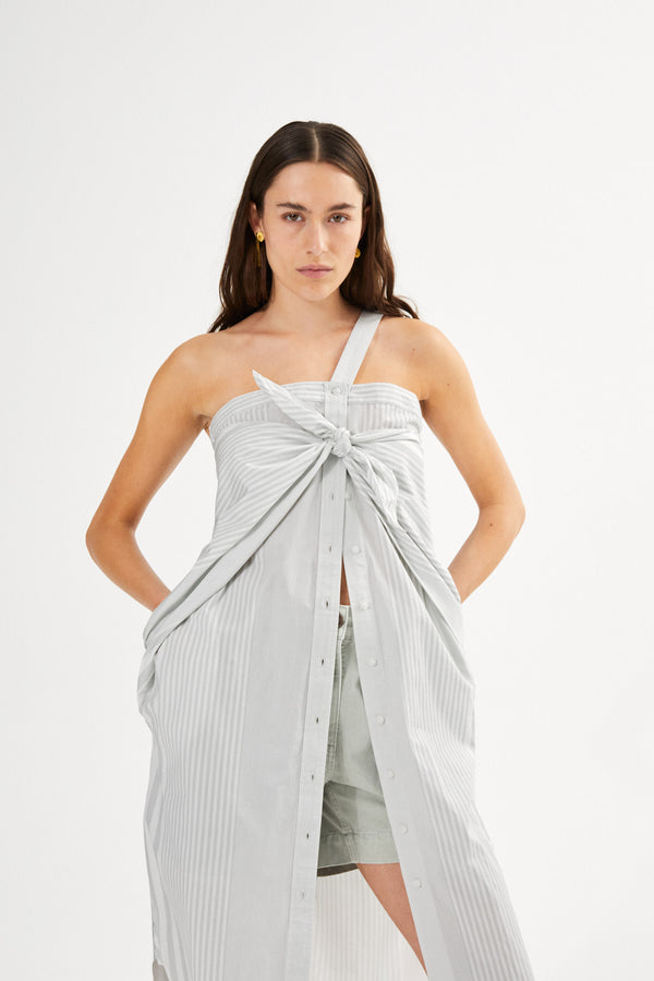 Bondie - Medley stripe tie front dress I Dirty chalk stripe 2 - Rabens Saloner - DK