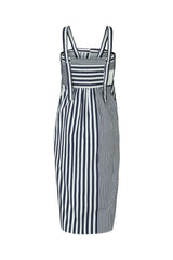 Bondie - Medley stripe tie front dress I Navy stripe 2 - Rabens Saloner - DK