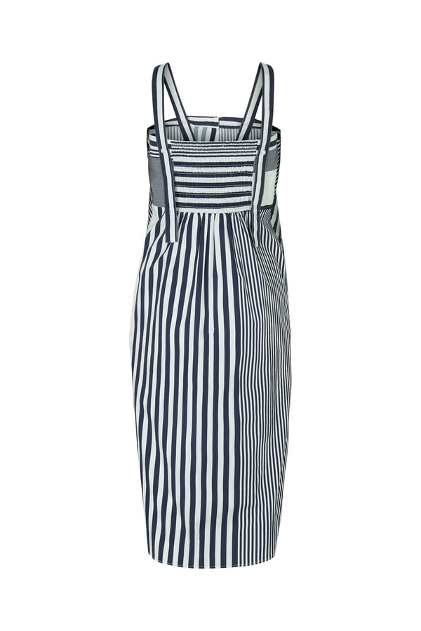 Bondie - Medley stripe tie front dress I Navy stripe 2 - Rabens Saloner - DK