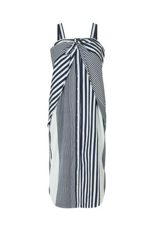 Bondie - Medley stripe tie front dress I Navy stripe Navy stripe XS 1 - Rabens Saloner - DK